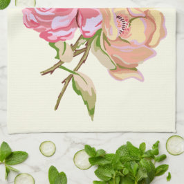 Doppelte Rose Elfenbeinküche Handtuch 16" x 24"