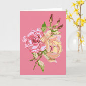 Doppelte Rose - Rosa - Gruß-Karte - löschen Sie Karte (Gelbe Blume)