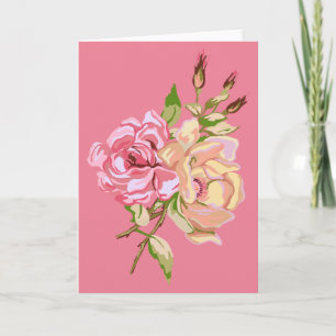 Doppelte Rose - Rosa - Gruß-Karte - löschen Sie Karte