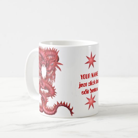Doppelte rote Drache-Tasse Kaffeetasse (Vorderseite Links)