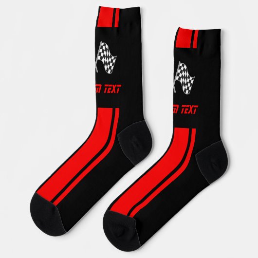 Doppelte rote Streifen-Racing-Flags Socken (Linkes Detail)