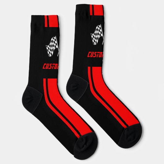 Doppelte rote Streifen-Racing-Flags Socken (Rechts)