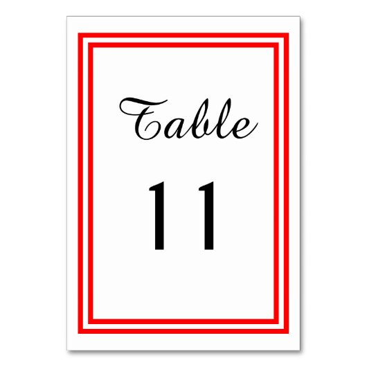 Doppelte rote Trimmkarte - Tischkarte Tischnummer (Rückseite)