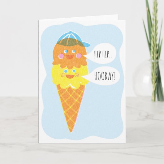 Doppelte Schaufel-Jungen-Eiscreme-Gruß-Karte Karte (Vorderseite)