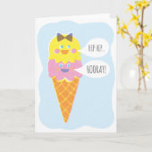 Doppelte Schaufel-Mädchen-Eiscreme-Gruß-Karte Karte (Gelbe Blume)