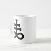 Doppelte schwarze Brimstone-Symbol-Tasse Kaffeetasse (Vorderseite Links)