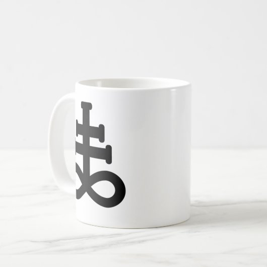 Doppelte schwarze Brimstone-Symbol-Tasse Kaffeetasse (Vorderseite Links)