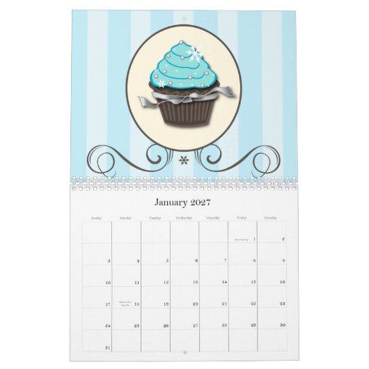 Doppelte Seite des Kuchen-Kalender-2011 Kalender (Jan 2027)