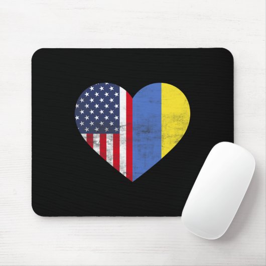 Doppelte Staatsbürgerschaft USA Ukraine Herz Ameri Mousepad (Mit Mouse)