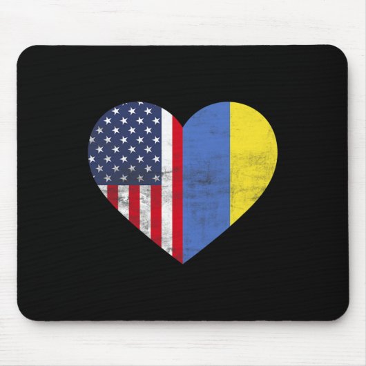 Doppelte Staatsbürgerschaft USA Ukraine Herz Ameri Mousepad (Vorne)