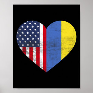 Doppelte Staatsbürgerschaft USA Ukraine Herz Ameri Poster