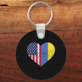 Doppelte Staatsbürgerschaft USA Ukraine Herz Ameri Schlüsselanhänger (Vorderseite)