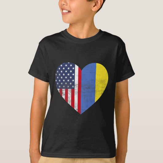 Doppelte Staatsbürgerschaft USA Ukraine Herz Ameri T-Shirt (Vorderseite)