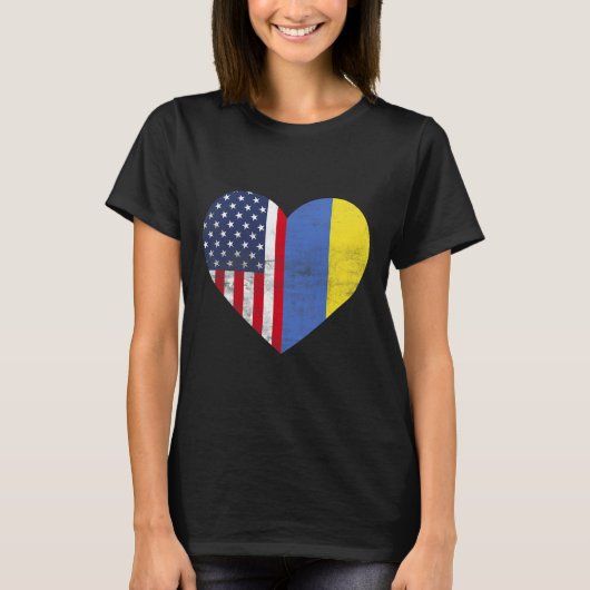 Doppelte Staatsbürgerschaft USA Ukraine Herz Ameri T-Shirt (Vorderseite)