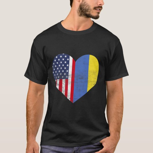 Doppelte Staatsbürgerschaft USA Ukraine Herz Ameri T-Shirt (Vorderseite)