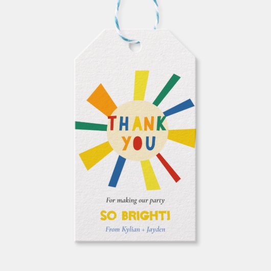 Doppelte Sunshine Twins Geburtstag Danke, dass Sie Geschenkanhänger (Vorderseite)