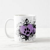 Doppelte Tatzevalentine-Herzen - lila Kaffeetasse (Links)