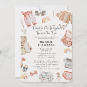 Doppelte Trouble Girl Twins Pink Baby Dusche Einladung (Vorderseite)