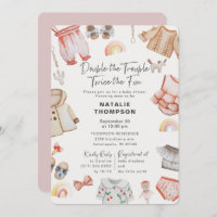 Doppelte Trouble Girl Twins Pink Baby Dusche