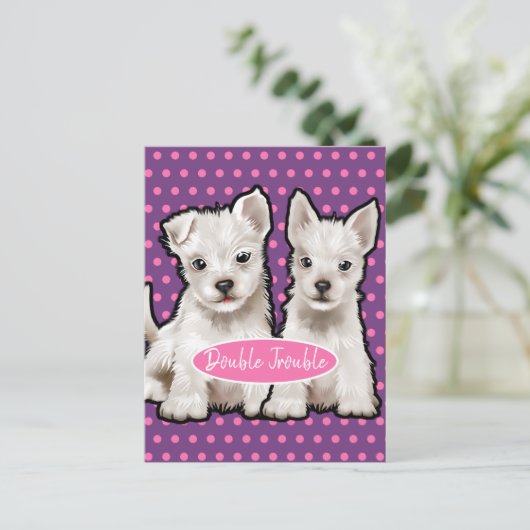 Doppelte Trouble-twoppe-Jungtiere Postkarte (Stehend Vorderseite)