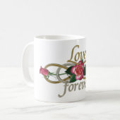 Doppelte Unendlichkeit - Rose Liebe für immer Kaffeetasse (Vorderseite Links)