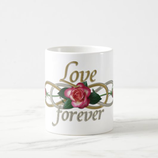 Doppelte Unendlichkeit - Rose Liebe für immer Kaffeetasse (Mittel)