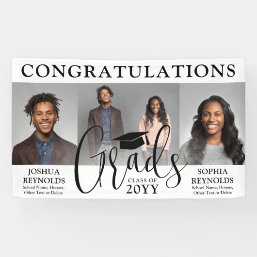 Doppelter Abschluss 3 Fotolollage Gemeinsames Part Banner (Horizontal)