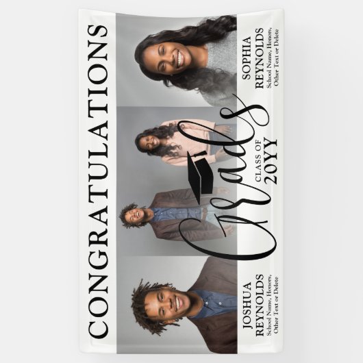 Doppelter Abschluss 3 Fotolollage Gemeinsames Part Banner (Vertikal)