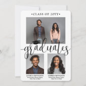 Doppelter Abschluss Zwei Absolventen Fotos Gemeins Einladung (Vorderseite)