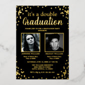 Doppelter Abschluss Zwei Foto Folieneinladung (Vorderseite)