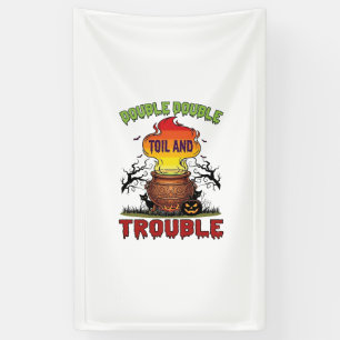 Doppelter Ärger Kessel Halloween Schwarze Katze P Banner
