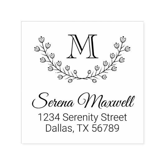 Doppelter Blumenstrauß, Blume Monogramm 2 Anschrif Permastempel (Design)