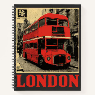 Doppelter Decker-Bus in London Retro England Notizblock