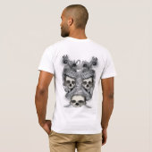 Doppelter Drache-und Schädel T - Shirt (Schwarz voll)