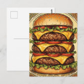 Doppelter Dreifach-Käseburger Postkarte (Vorne/Hinten)