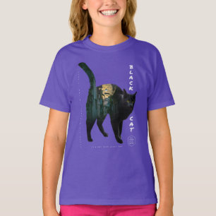 Doppelter Expositionseffekt - Schwarze Katze T-Shirt