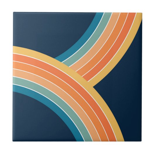 Doppelter farbenfroher Retro-Regenbogenstil Fliese (Vorderseite)