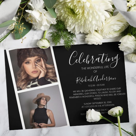 Doppelter Foto Strip | Einladung zur Beerdigung