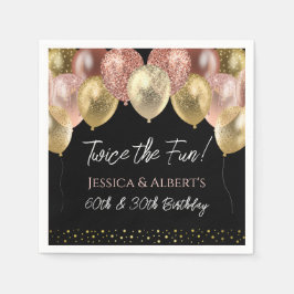 Doppelter Geburtstag Pink Gold Balloons Papier Nap Serviette