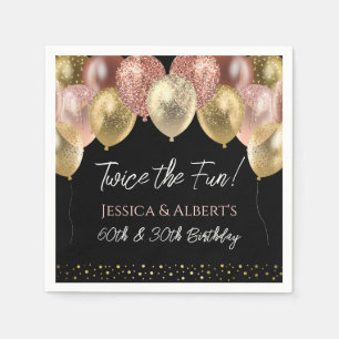 Doppelter Geburtstag Pink Gold Balloons Papier Nap Serviette