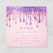 Doppelter Glitzer Rosa und Lila Sparkle Tropfen Ma Quadratische Visitenkarte (Rückseite)