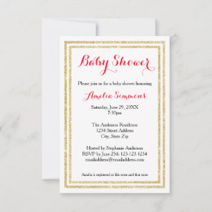 Doppelter Goldrand - 3x5 Baby Shower Einladung