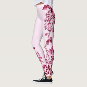 Doppelter Hibiskus Rosa auf Hellrosa Leggings