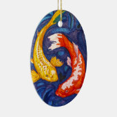 Doppelter Koi Fisch-Entwurf Keramik Ornament (Rechts)