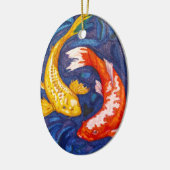 Doppelter Koi Fisch-Entwurf Keramik Ornament (Links)