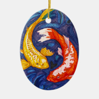 Doppelter Koi Fisch-Entwurf Keramik Ornament
