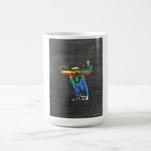 Doppelter Kormoran mit Haube u. die Auswirkung der Kaffeetasse (Mittel)