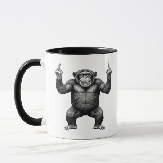 Doppelter Mittelfinger Schimpanse Tasse (Links)
