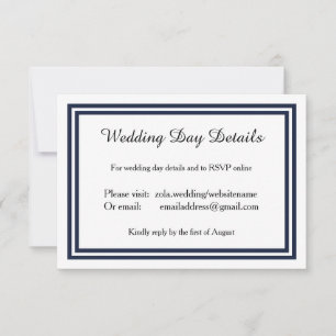 Doppelter Navy-Besatz - Hochzeitstagsdetails Einladung