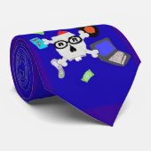 doppelter nerdy Schädel und Knochenblau-Krawatte Krawatte (Gerollt)